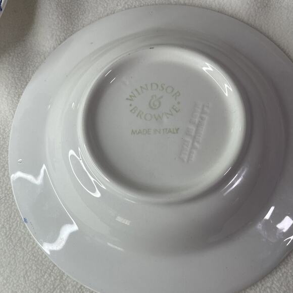 4 Rim Soup Bowl Windsor Browne WIB5 Quadrifoglio Italy Blue Grape Leaves Vines - Picture 3 of 5